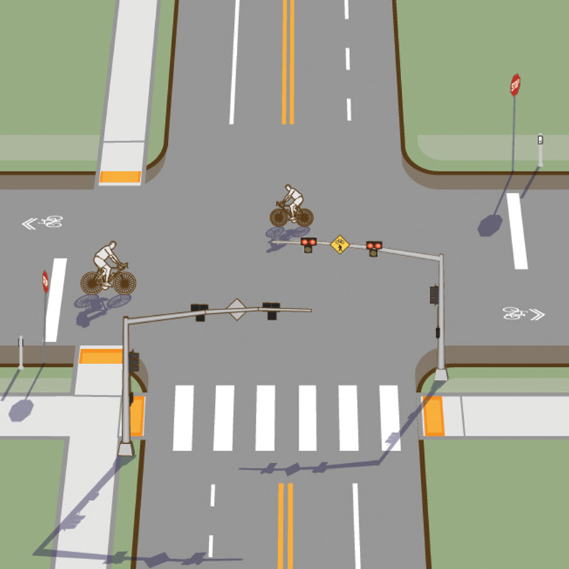 طريق الدراجات مختلط بحركة المرور